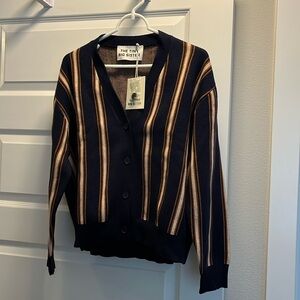 NWT THE TINY BIG SISTER INES NAVY STRIPED CARDIGAN SWEATER SIZE 38 / M